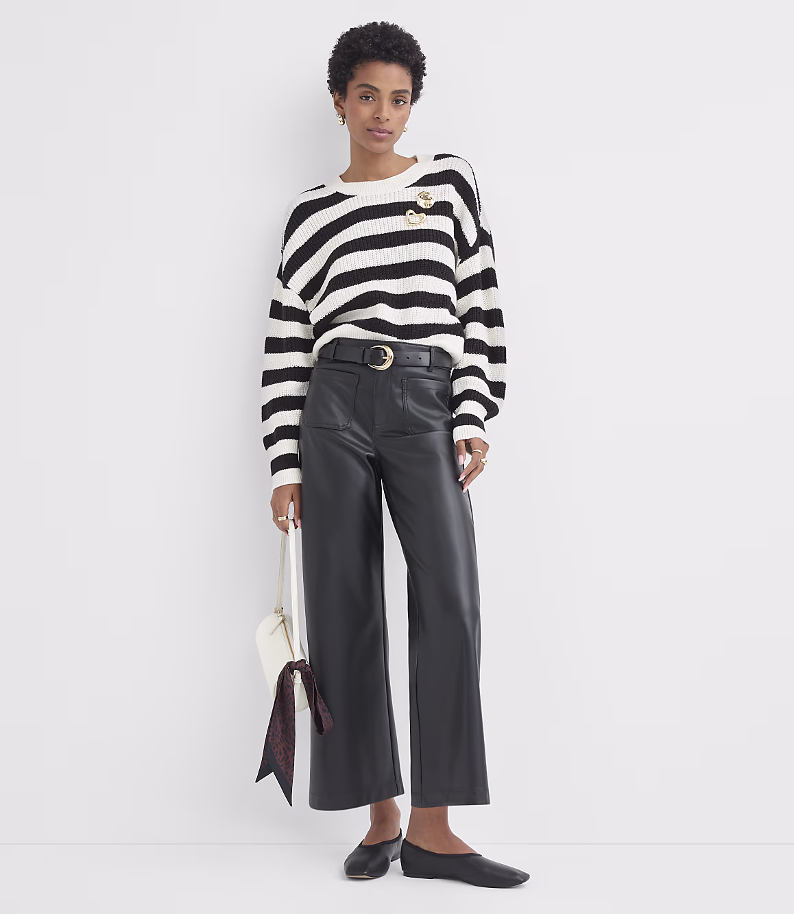 Black Faux Leather Wide Leg Pants Zikcheltee Velvona High Waist Pocket Detail Casual Trousers