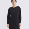 Black Lace Detail Long Sleeve Mini Dress Zikcheltee Velmora Raglan Sleeve Casual Shift Style