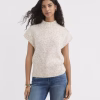 Ivory Textured Knit Sweater Zikcheltee Norvexa Short Sleeve Mock Neck Ribbed Casual Pullover Top