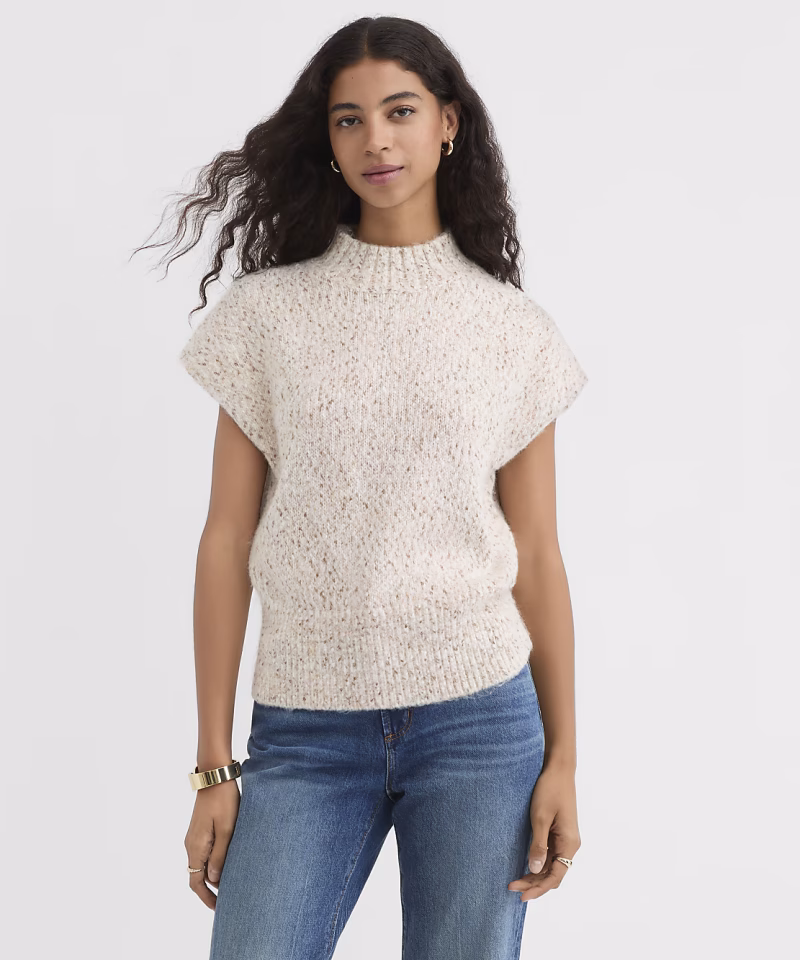 Ivory Textured Knit Sweater Zikcheltee Norvexa Short Sleeve Mock Neck Ribbed Casual Pullover Top