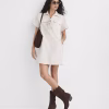 Zikcheltee White Utility Pocket Dress Elvara Tie Front Collared Short Sleeve Casual Mini Style